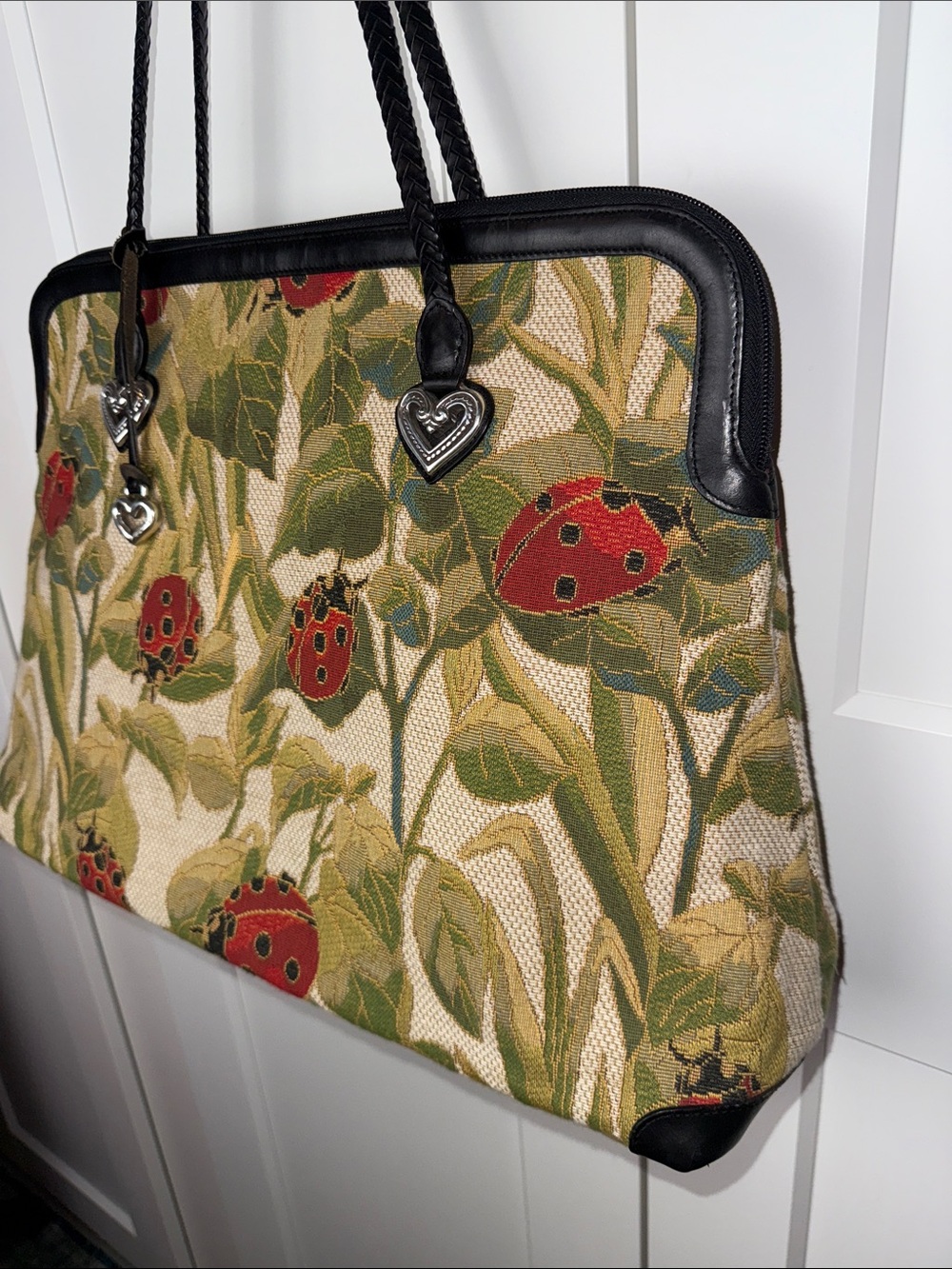 Brighton collection tapestry ladybug satchel weekender tote bag travel vintage - Picture 4 of 17